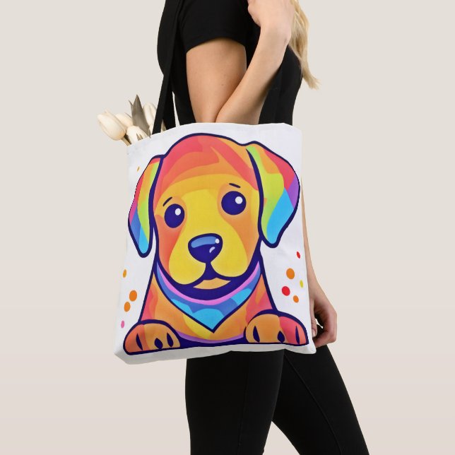 Rainbow Puppy Love Tote Bag (Close Up)