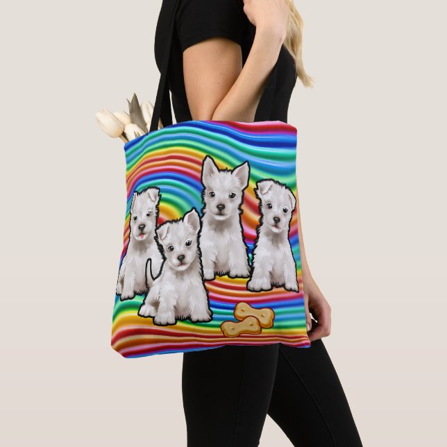 Rainbow pups medium Tote Bag. Bag (Close Up)