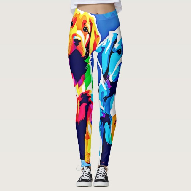 Rainbow Pups: Playful Duo Leggings (Front)