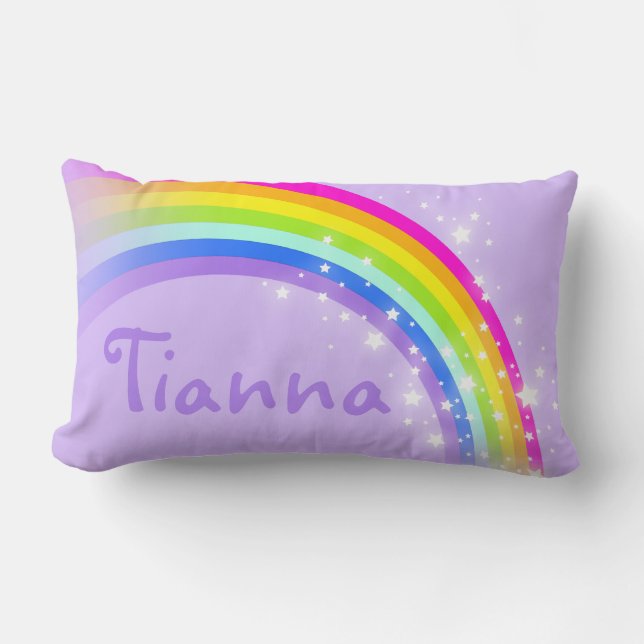 Rainbow purple girls add your name lumber pillow (Front)
