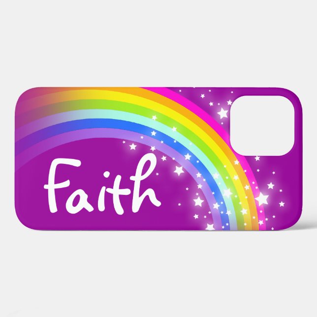 Rainbow purple personalized name iphone case (Back (Horizontal))