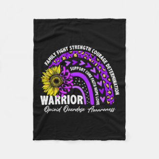 Rainbow Purple Ribbon Opioid Overdose Awareness  Fleece Blanket