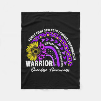 Rainbow Purple Ribbon Overdose Awareness  Fleece Blanket