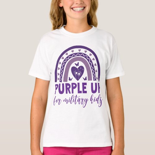 Rainbow Purple Up For Military Kids Awareness T_Shirt