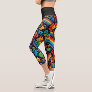 Rainbow Puzzle Capri Leggings