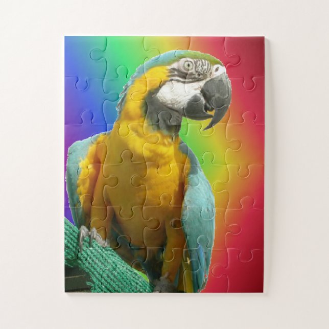 Rainbow Puzzle: Funny Talking Parrot Jigsaw Puzzle (Vertical)