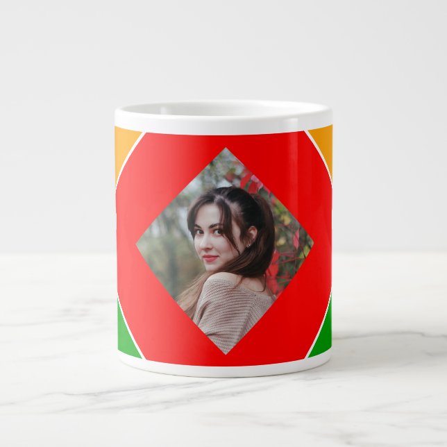 Rainbow Puzzle Letter X Monogram Giant Coffee Mug (Front)
