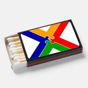 Rainbow Puzzle Letter X Monogram Matchboxes