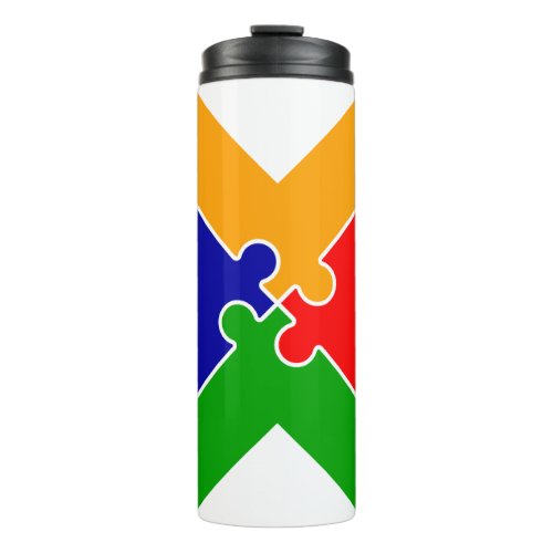 Rainbow Puzzle Letter X Monogram Thermal Tumbler