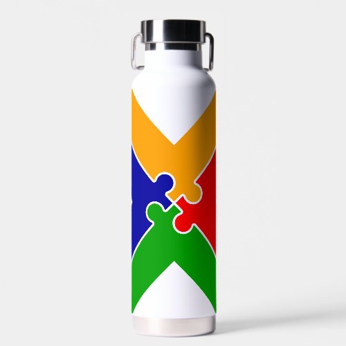 Rainbow Puzzle Letter X Monogram Water Bottle
