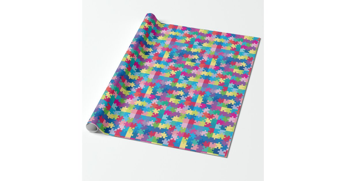 Rainbow Puzzle Pattern Autism Awareness Wrapping Paper | Zazzle.com