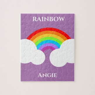 Rainbow puzzle with child's name.