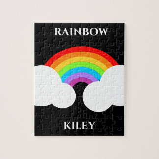 Rainbow puzzle with child's name.