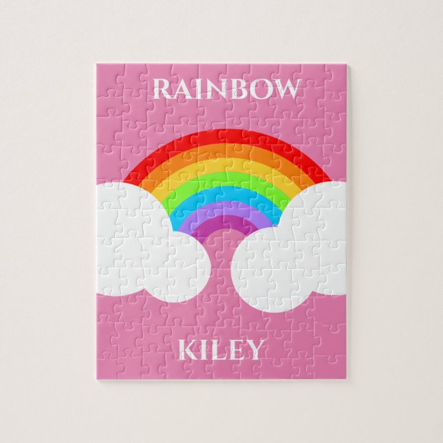 Rainbow puzzle with child's name. (Vertical)