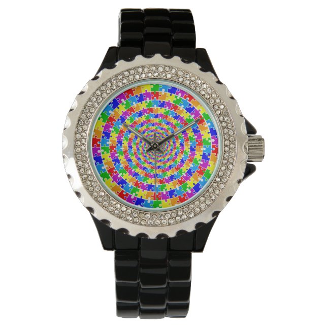 Rainbow Puzzles Autism Awareness Watch (Front)