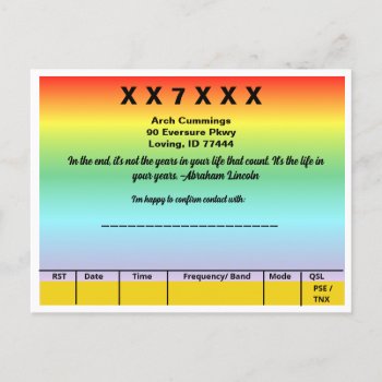 Rainbow Qsl Card  W/ Lincoln Quote by hamgear at Zazzle