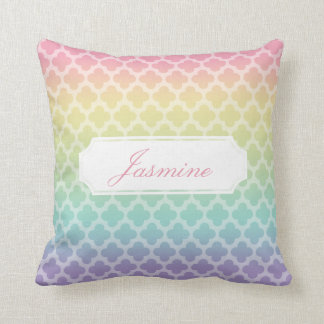 Rainbow Quatrefoil Personalized Pillow
