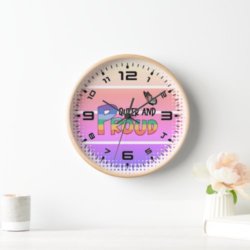 Rainbow Queer And Proud Clock