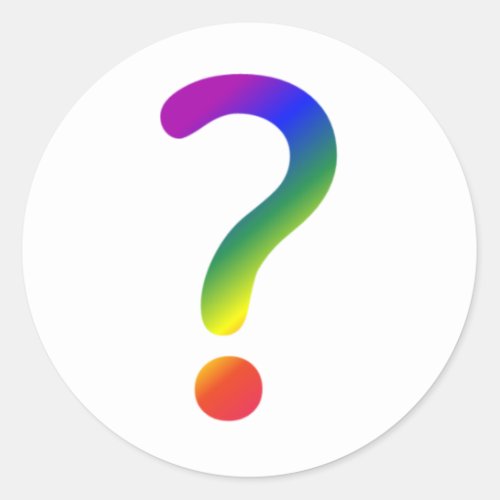 Rainbow question mark classic round sticker