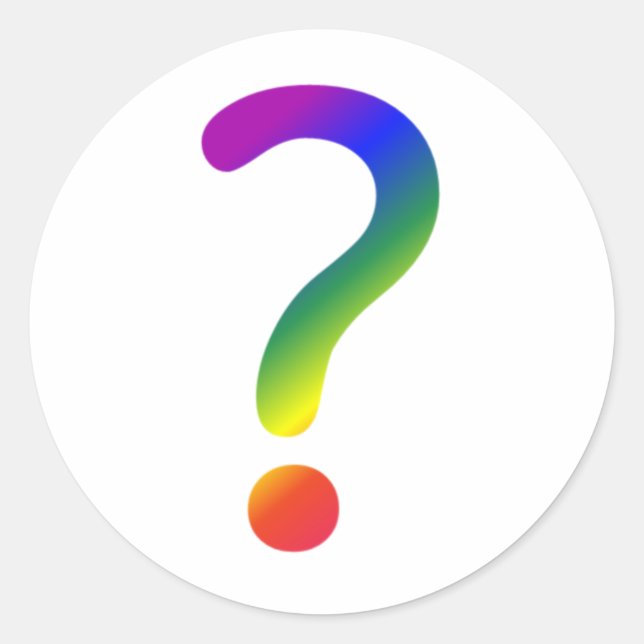 Rainbow question mark classic round sticker (Front)