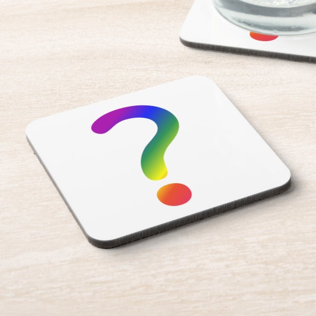 Rainbow question mark drink coaster (Left Side)