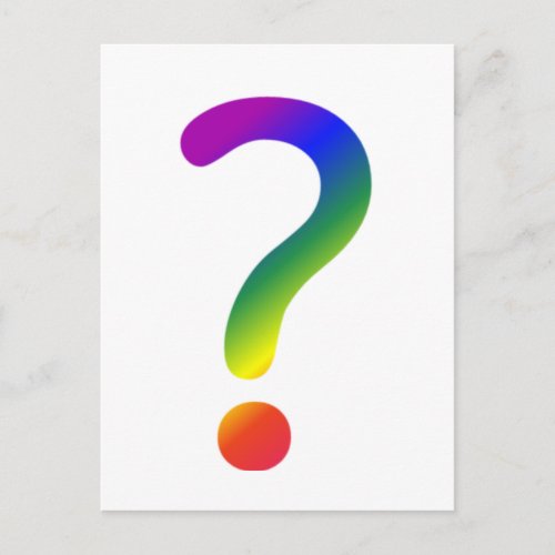 Rainbow question mark postcard