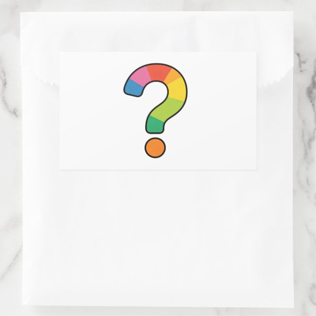 Rainbow Question Mark Sticker | Cute Fun Decal (Bag)
