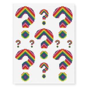 Rainbow Question Mark Temporary Tattoos