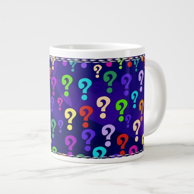 Rainbow Question Marks Giant Coffee Mug (Front Right)