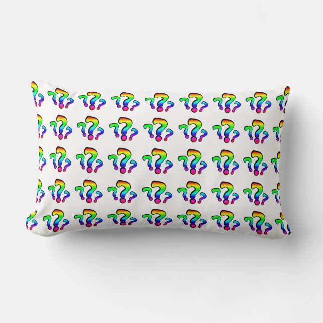 Rainbow Question Marks Lumbar Pillow (Front)