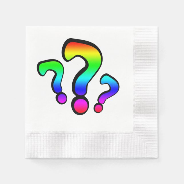 Rainbow Question Marks Paper Napkins (Front)