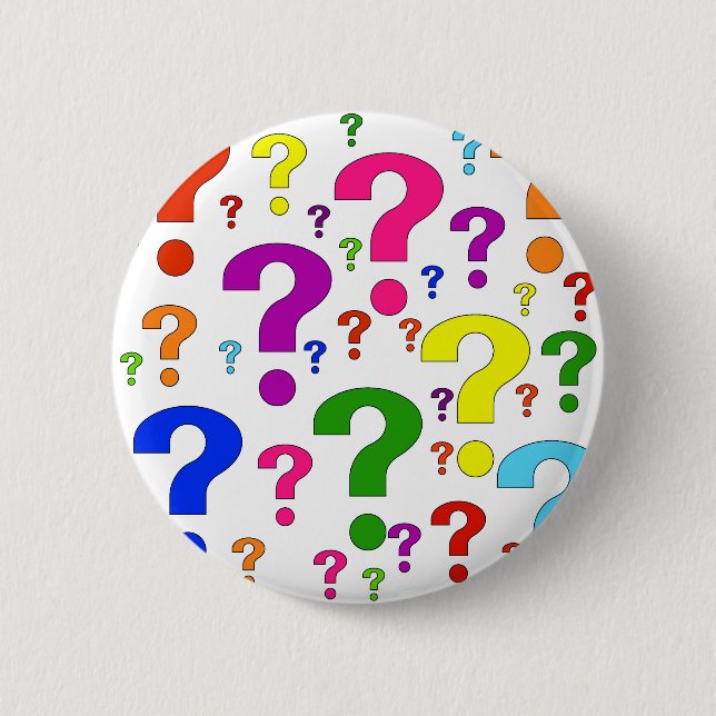 Rainbow Question Marks Pinback Button (Front)