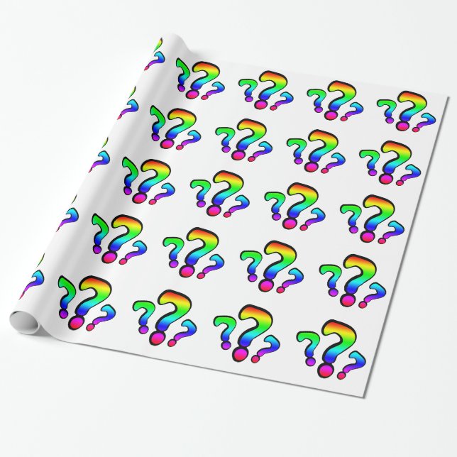 Rainbow Question Marks Wrapping Paper (Unrolled)