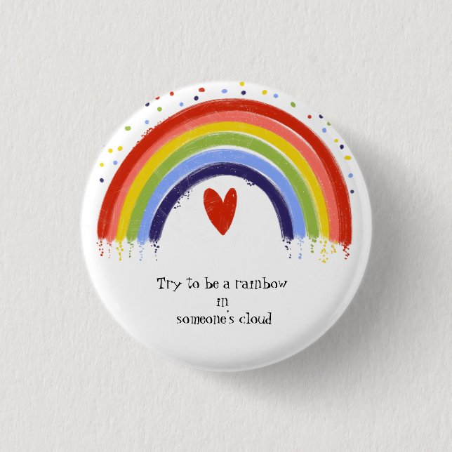  rainbow quote mental health button (Front)
