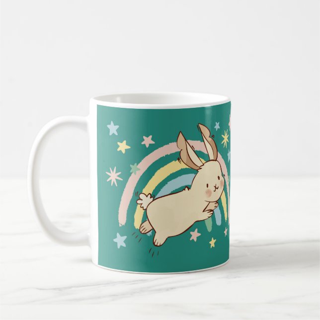 Rainbow Rabbit Coffee Mug (Left)