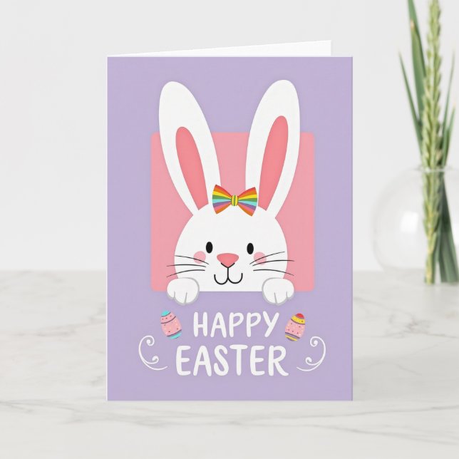 Rainbow Rabbit Easter Card (Front)