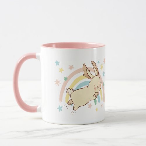 Rainbow rabbit mug design