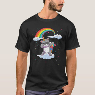 Rainbow Raccoonicorn Dabbing Forest Animal Raccoon T-Shirt