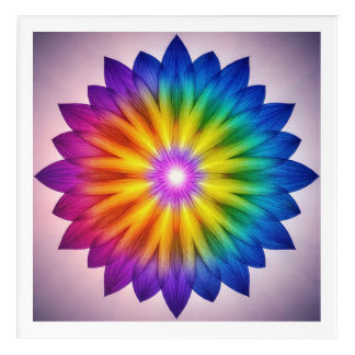 "Rainbow Radiant Mandala – Vibrant Sacred Geometry Acrylic Print