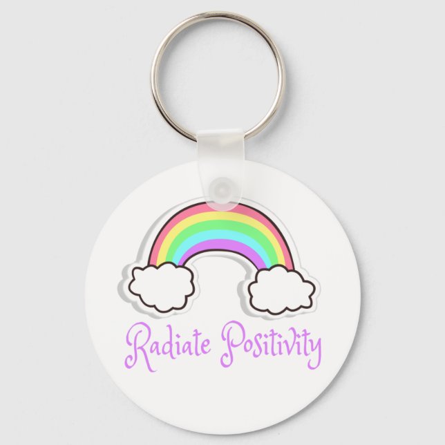 Rainbow Radiate positivity, Positive mindset Keychain (Front)