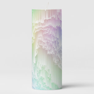 Rainbow Rain Glitch Pillar Candle