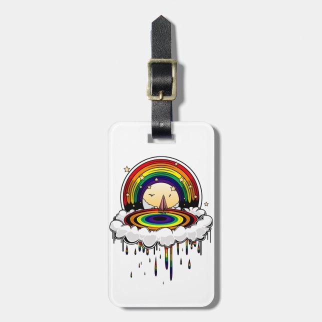 Rainbow Rain Luggage Tag (Front Vertical)