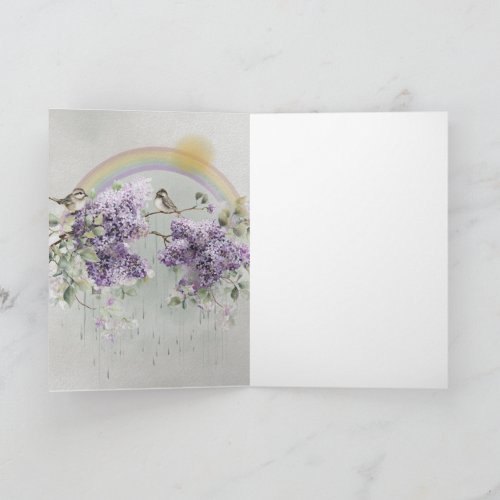 Rainbow Rain Sparrows Greeting Card