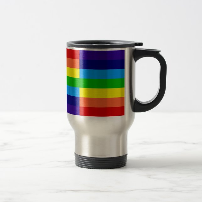 rainbow, rainbow, rainbow travel mug (Right)