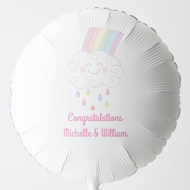 Rainbow Raindrop Baby Shower Sprinkle Balloon (Front)