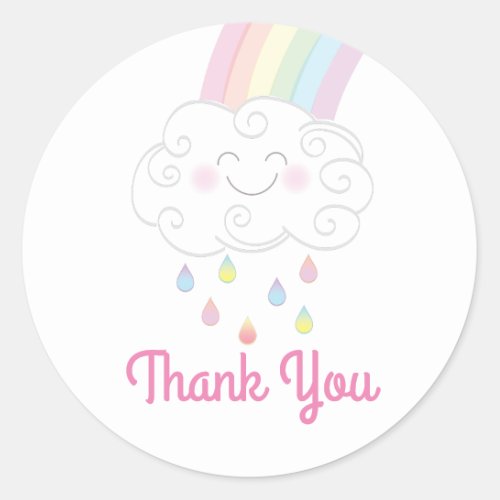 Rainbow Raindrop Baby Shower Sprinkle Classic Round Sticker