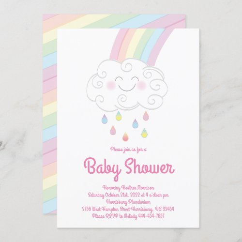 Rainbow Raindrop Baby Shower Sprinkle Invitation