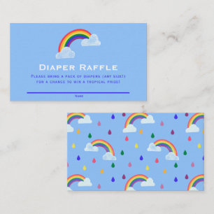 Rainbow Raindrops Baby Shower Diaper Raffle Ticket Enclosure Card