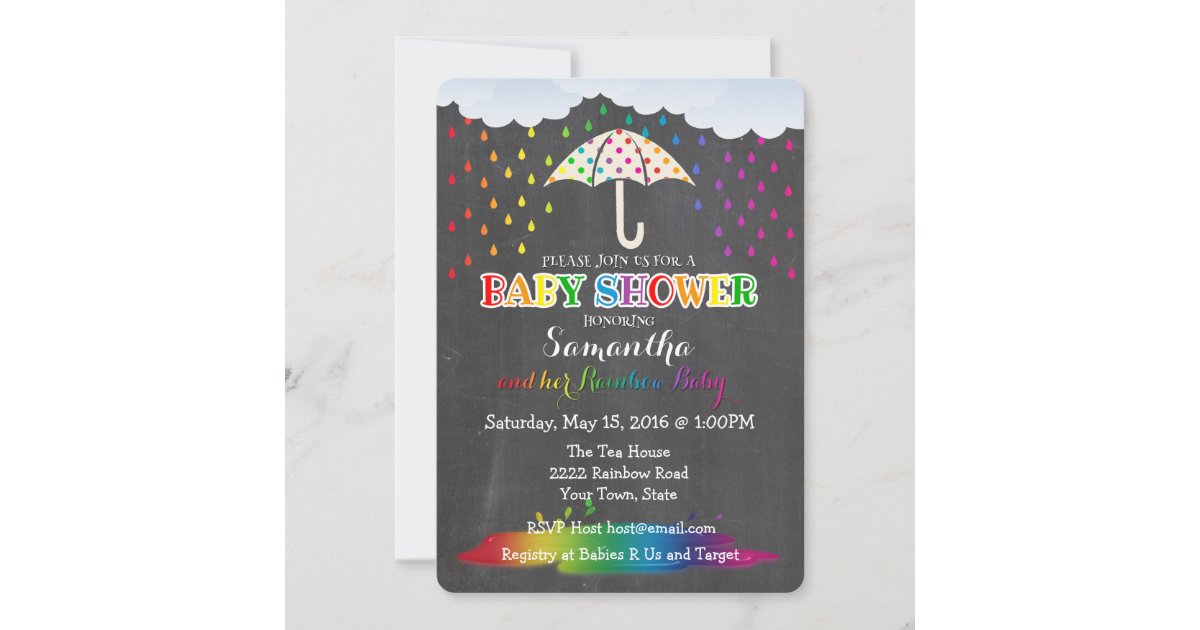 Rainbow Raindrops Baby Shower Invitation Zazzle