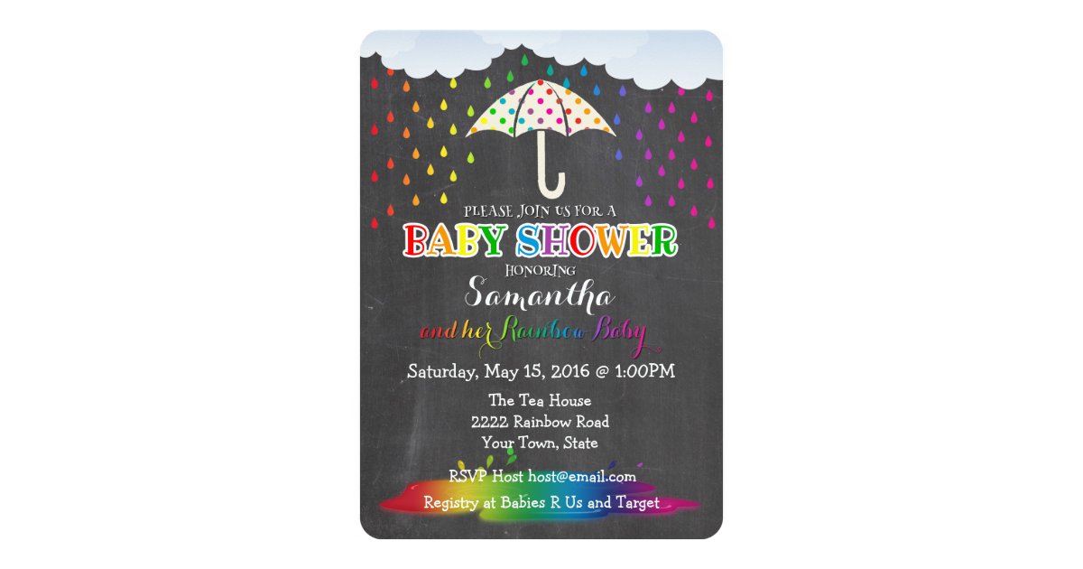 Rainbow Raindrops Baby Shower Invitation | Zazzle